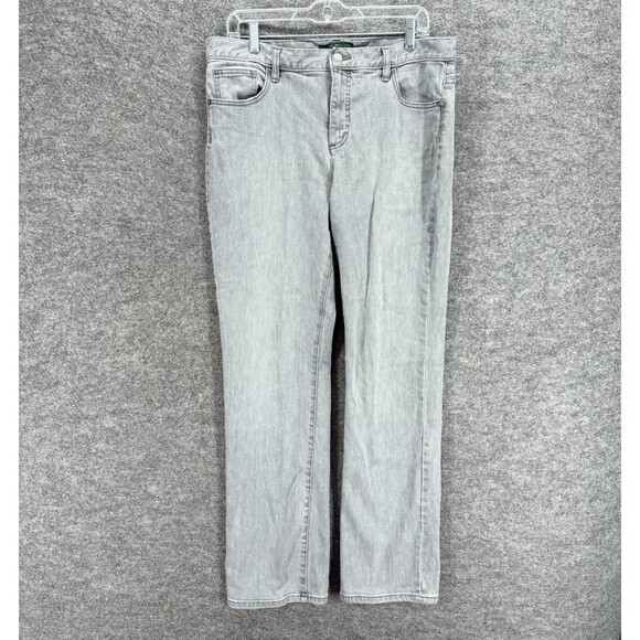 Ralph Lauren Jeans Women 14 Gray Denim Light Wash High Rise Skinny Pockets - Picture 1 of 9